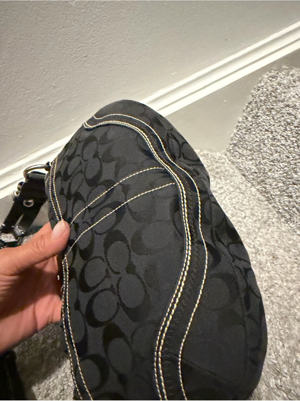 Y2KCoach Soho Signature Jacquard flap shoulder bag in black with silver hardware - Picture 5 of 7
